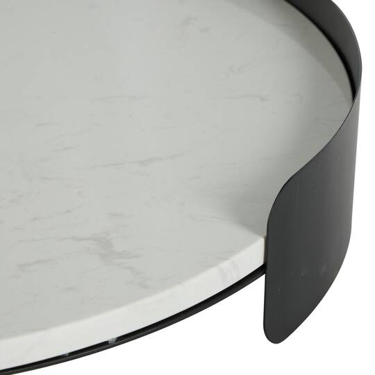 19" White Marble Round Living Room Décor Tray